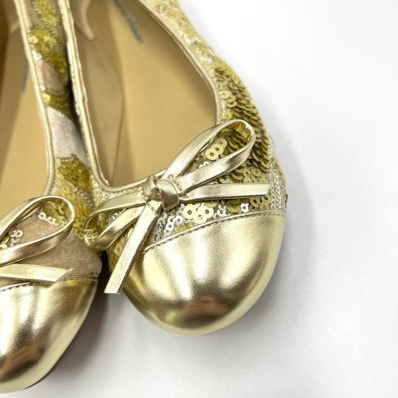 Easy Spirit X Martha Stewart Size 7 Gail Metallic Gold Sequin Ballet Flats Shoes - Picture 5 of 14